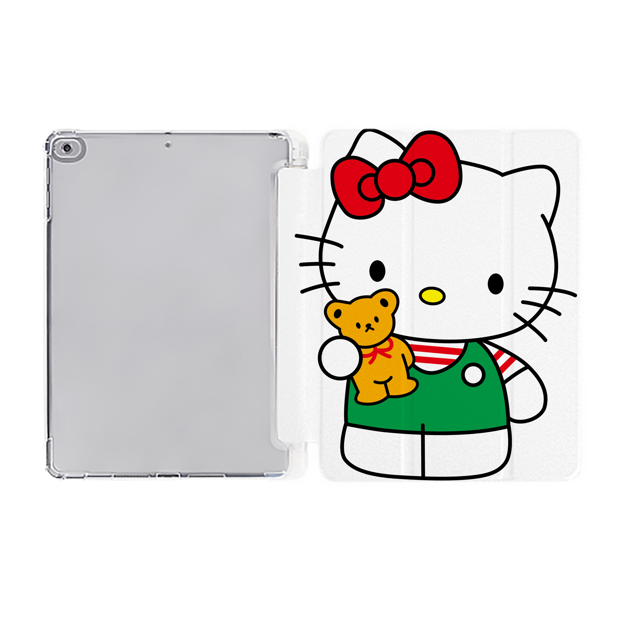 （画像用） Hello Kitty ハローキティ IPad ケース ペン収納付き 三つ折りスタンド PUレザー×シリコン 対応機種9.5/10.5/10.9インチ